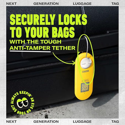 Knog Scout iOS Smart Tag, Tracker & 85d Alarm – Rechargeable Luggage Tag Compatible with iOS App & Apple Find My, Digital Contact Info, Remote Chime, Low Battery Alerts, Water-Resistant, Green