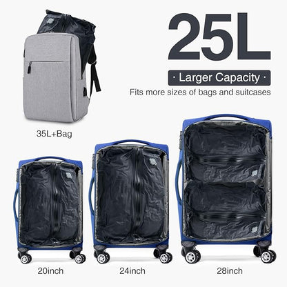 2 PC Travel Vacuum Bags with Pump, IP67 Reusable Vacuum Compression Bags for Travel, Business Trips, Hiking, Camping, Water Activities, Vacuum Seal Bags for Clothing