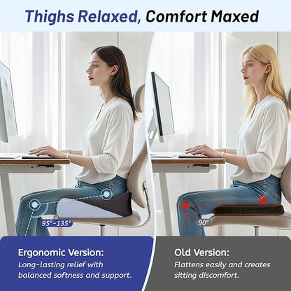 Ergonomic Seat Cushion for Office Chair, Extra Large Car Seat Cushion, Memory Foam Chair Cushion for Tailbone Pain Relief & Pressure Relief Sciatica and Back Support for Long Sitting (Blue)