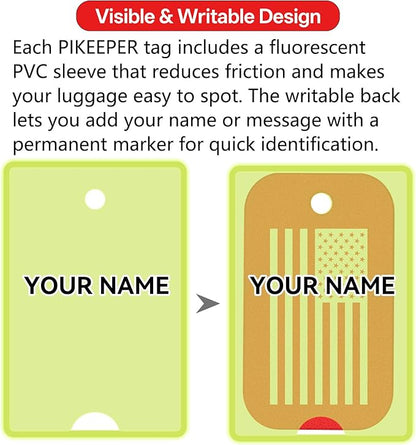 Engraved Aluminum Luggage Tag, American Flag Suitcase ID Tag with Smart QR Code for Lost & Found, Shows Scanner’s Location When Scanned, Privacy-Protected Travel Bag Tag (2 Pack)