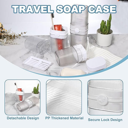 uxcell 1Pcs Travel Toothbrush Case, Portable Travel Toothbrush Holder with Cover, Toothbrush and Toothpaste Container for Bathroom, Gym,Business Trip, Camping (White)