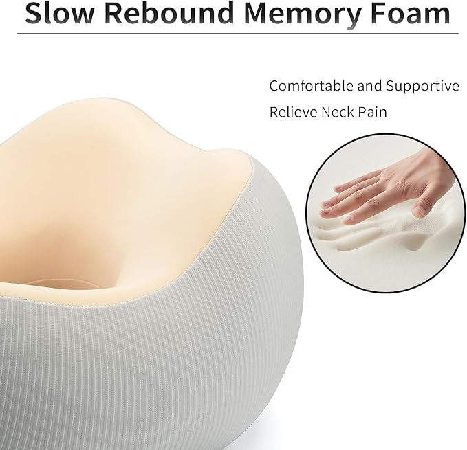 Thickened Travel Neck Pillow for Airplanes for Women, Adjustable Right Amount of Height 360° Support Memory Foam Neck Pillow, Portable Plane Pillow for Sleeping