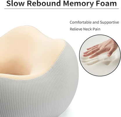Thickened Travel Neck Pillow for Airplanes for Women, Adjustable Right Amount of Height 360° Support Memory Foam Neck Pillow, Portable Plane Pillow for Sleeping