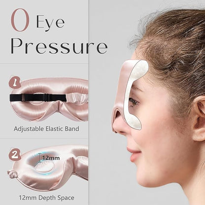 ZIMASILK Adjustable 22 Momme 100% Mulberry Silk Sleep Mask, Upgraded 3D Contoured Cup Eye Mask for Sleeping, Super Soft & Breathable Blindfold, Blackout for Deep Sleeping (Pink)