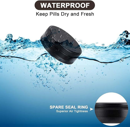 Pill Box 3 Compartment - Metal Travel Pill Case for Pocket or Purse, Portable Waterproof Medicine Pill Organizer Holder Daily Pill Container for Medication, Vitamin, Fish Oil