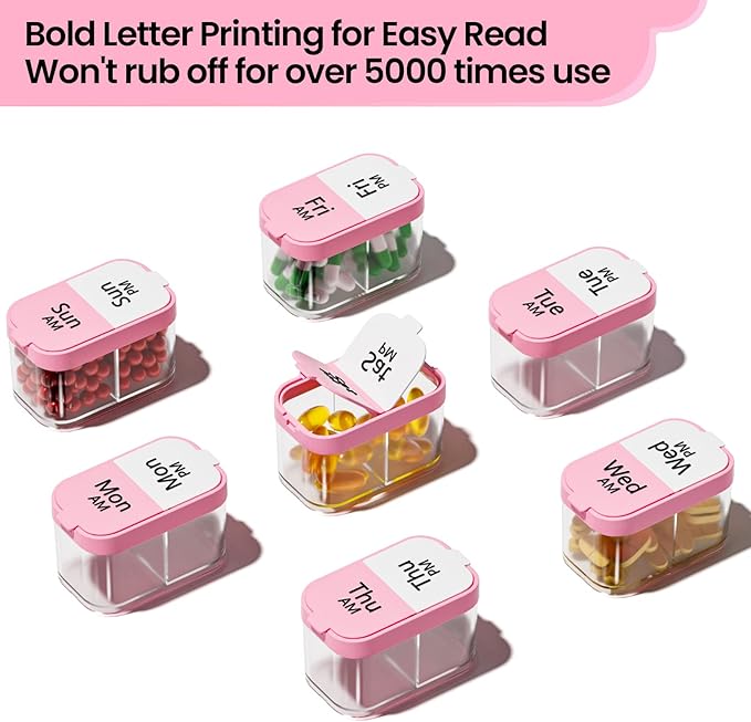 Daviky Extra Large Pill Organizer Weekly, XL Medicine Pill Organizer 2 Times a Day, Big Pill Box 7 Day AM PM for Vitamins, Supplements and Medication