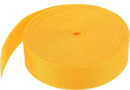 MECCANIXITY Lightweight Polypropylene Webbing Strap 2" 25 Yard Backpack Strapping Band Dark Yellow for Outdoor Luggage Cargo Straps
