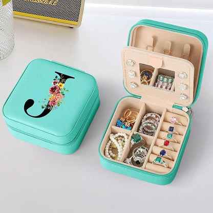Parima Personalized Birthday Gifts - Blue Initial Travel Jewelry Case Organizer for Girls - Letter J