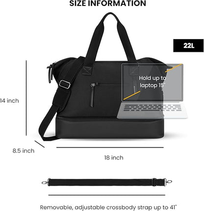 Sherpani Boston, Anti Theft Weekender Bags, Travel Duffel Bag, Carry On Tote Bag with Removable Shoe Bottom Compartment