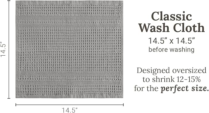 GILDEN TREE Waffle Towels Wash Cloths for Showering, Exfoliating Washcloth Face Towels, Quick Dry Towel Cotton Washcloths Set of 4, Classic Style (Pewter)