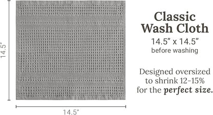 GILDEN TREE Waffle Towels Wash Cloths for Showering, Exfoliating Washcloth Face Towels, Quick Dry Towel Cotton Washcloths Set of 4, Classic Style (Pewter)