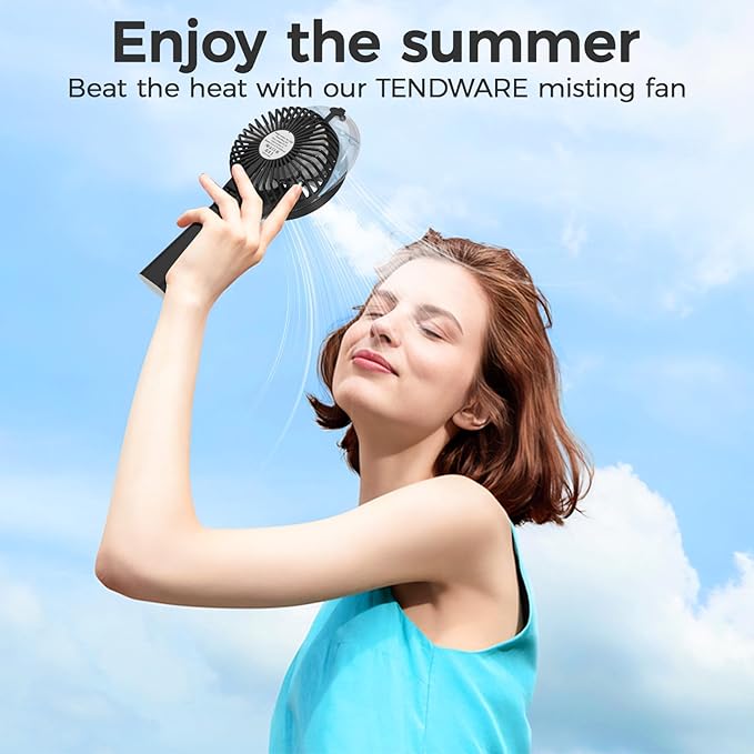 PANERGY Handheld Misting Fan – Rechargeable Battery Operated,Handheld Personal Fan with Mist Spray, Electric Hand Fans, 180° Foldable Mister Fans for Travel, Camping, Disney, Concerts, Office(Black)