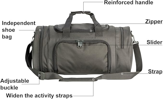 Military Tactical Outdoor Gym Bag Small Duffel Bag with Shoes Compartment for Sports Travel Camping Hunting (A-Grey)