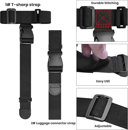Luggage Straps for Suitcases - 4 pcs Travel Accessories, Heavy Duty Adjustable Suitcase Straps with Add a Bag Strap, Multi-Suitcase Luggage Connector Straps (Luggage Scale + 3 Pack Luggage Belt)