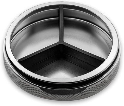 Leather-Faced Metal Pouch Can | Metal Container | Slim EDC Pocket Tin | Airtight & Moisture-Resistant | Daily Organizer | Pill Case & Travel Tin | Father’s Day Gift for Dad | (Insignia Ed, Silver)