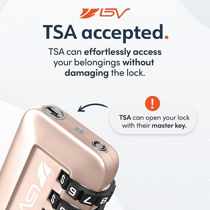 TSA Accepted Luggage Travel Lock, Set-Your-Own Combination Lock for School Gym Locker, Luggage Suitcase Baggage Locks, Filing Cabinets, Toolbox, Case (Titanium, 4 Pack)