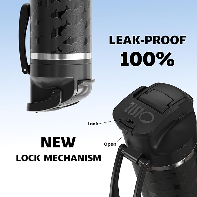 OISIZ Insulated Water Bottle 24 oz with 2 in 1 Spout and Straw Lid,One Click Safety Lock,100% Leakproof,Keep Cold 24H,Vacuum Stainless Steel Water Bottle for School,Travel and Sports,Dishwasher Safe