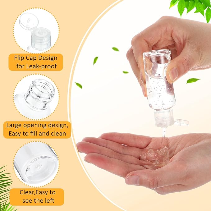 Mimorou 150 Pcs 1oz Travel Bottles Bulk for Toiletries Clear Small Travel Size Bottles Bulk Refillable Empty Containers for Shampoo Lotion Liquid Body Soap Cream Toiletries