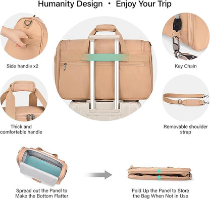 Hanke Carry On luggage Bags for Travel, Large Foldable Duffle Bag for Travel, Softside Lightweight Travel Bag Carry On Bags for Airplanes Women, Travel Tote Bags for Women Men.（Pink）