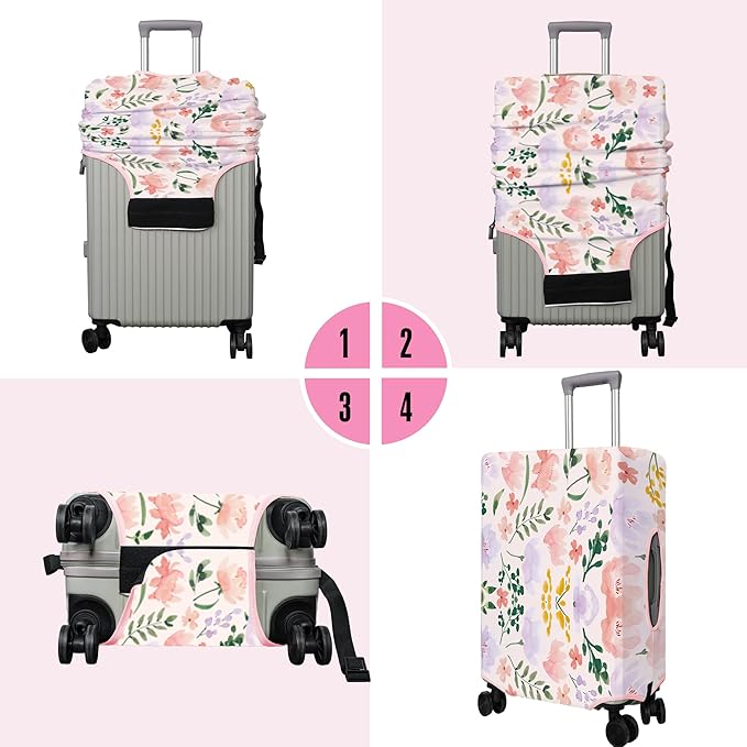 Travel Luggage Cover Suitcase Protector Fits 18-32 Inch Wheel Covers PatternedTravel Related Items Flower Luggage Protector Elastic XL