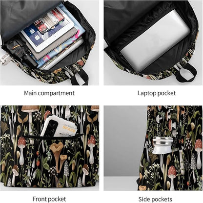 Mushroom Backpack Book Bags Lightweight Casual Laptop Backpacks Travel Daypack For Man Woman