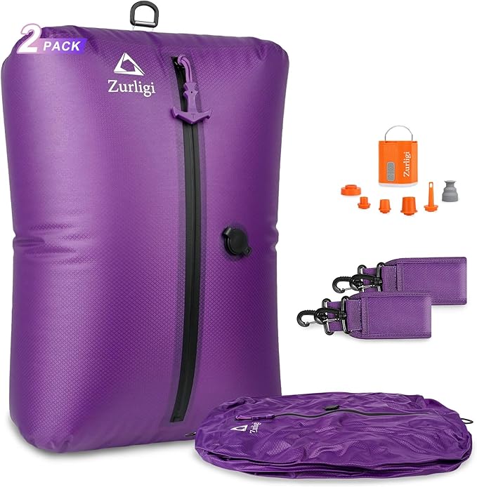 Zurligi Vacuum Bags for Travel with Pump, Vacuum Compression Bag with Adjustable Shoulder Strap, IP67 Reusable Vacuum Packing Cubes for Luggage, Backpack, Suitcase, Yoga, Swim, Beach