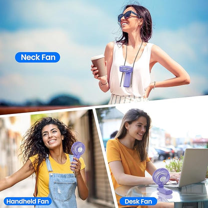 HandFan Upgraded Handheld Fan, 5 Speeds Strong Airflow Hand Fan [Max 27 Working Hours], 180° Foldable Compact Design Personal Fan Handheld with Portable Power for Travel/Disney/Concerts/Women (Purple)