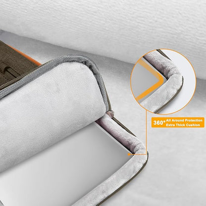 MOSISO 360 Protective Laptop Shoulder Bag,13-13.3 inch Computer Bag Compatible with MacBook, HP, Dell, Lenovo, Asus Notebook,Side Open Messenger Bag with 4 Zipper Pockets&Handle, Carob Brown