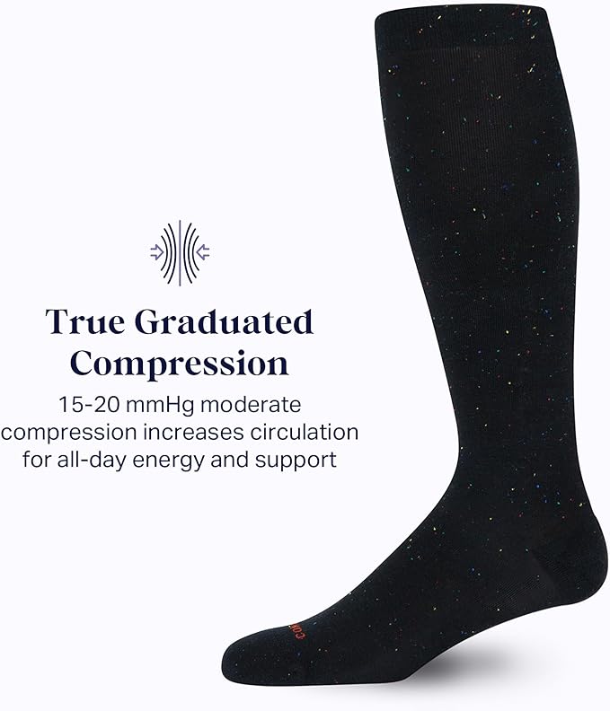 Comrad Recycled Cotton Knee High Socks - 15-20mmHg Graduated Compression Socks - Soft & Breathable Support Socks, Unisex