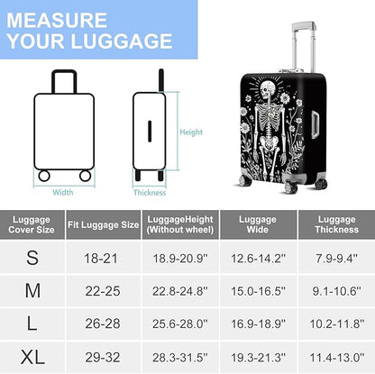 ANNA QUEEN Halloween Skulls Travel Luggage Cover Suitcase Protector Suitcase Cover Halloween Decorations Anti-Scratch,Stretchable Bag Cover Washable Durable Polyester