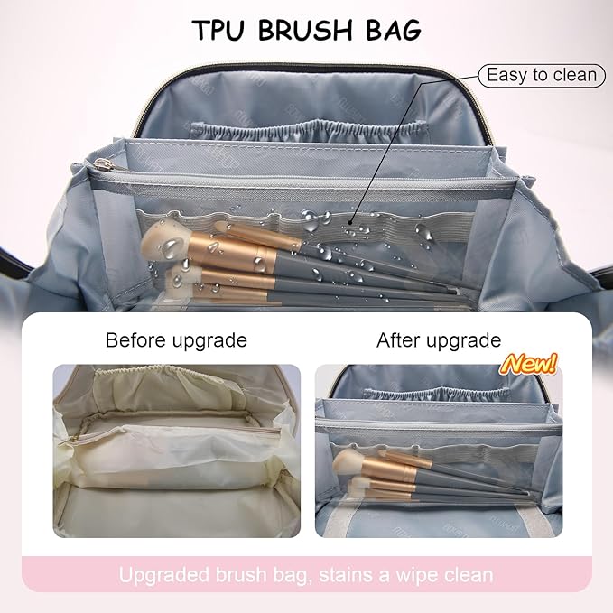 BOYATU Travel Makeup Bag for Women: 3 Pcs Set Portable Make up Bags with Handle - Leopard Print Cosmetic Bags with Comparments - Waterproof Vegan Leather Toiletry Bag (A-1-Pink)