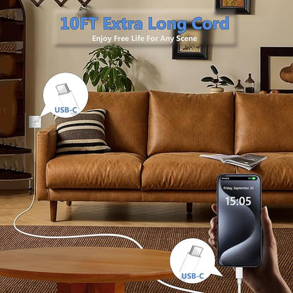 10FT for iPhone 16 15 Charger Fast Charging, Long USB C to C Charger Cord with 20W Type C Phone Fast Charging Block for iPhone 16/16 Pro/16 Pro max/16 Plus, iPhone 15/15 Pro/15 Pro max/15,iPad, 1Pack