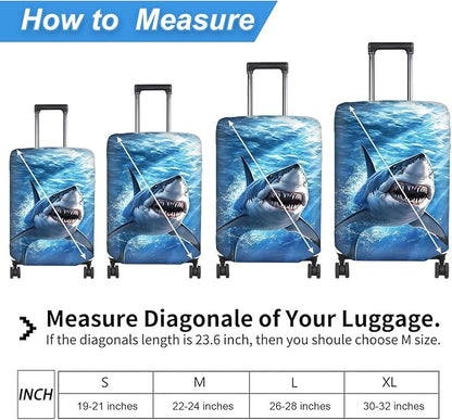 Luggage Cover Protector for 26-28 Inch Suitcases, TSA Approved Elastic Travel Suitcase Covers, Anti-Scratch Washable Luggage Sleeve for Carry On & Checked Bags, White Shark
