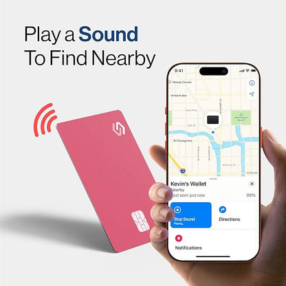 SPOTMINDERS Apple MFi Certified Credit Card Wallet Tracker PRO (iOS Only) Works with Apple Find My Rechargeable Tracking Card Gifts for Women IP68 0.07in Slim iPhone Item Finder for Luggage Tags Purse