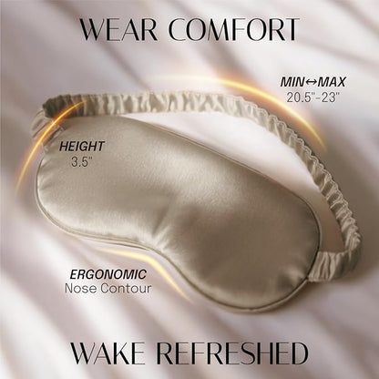 OLESILK Silk Sleep Eye Mask Blindfold with Double Layer Silk Filling for Full Night's Sleep, Luxury Eye Cover Eyeshade for Women Men with Travel Bag and Ear Plugs, Taupe