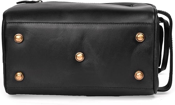 LEATHER VILLAGE Premium Leather Toiletry Travel Pouch With Waterproof Lining - Black | King-Size Handcrafted Vintage Dopp Kit Bag, Shaving & Bathroom Organizer, Gift for Men & Women