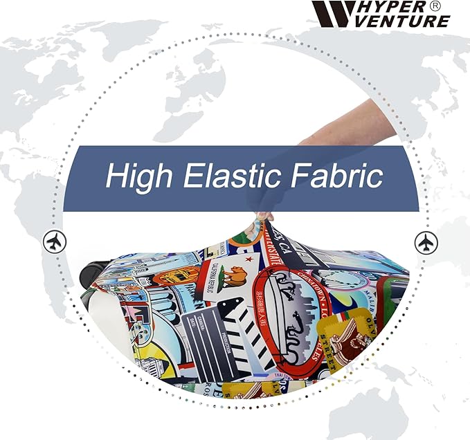 HYPER VENTURE Washable Luggage Cover - Fashion Suitcase Protector Fits 31-32 Inch Luggage (Travel Location, XL)