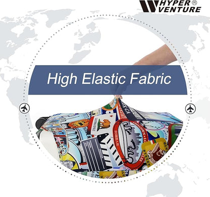 HYPER VENTURE Washable Luggage Cover - Fashion Suitcase Protector Fits 31-32 Inch Luggage (Travel Location, XL)