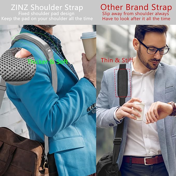 ZINZ Shoulder Strap 78" Universal Handbag Strap with Ultra-thick Fixed Padded and Dual Balanced Adjustable Buckles Shoulder Crossbody Strap for Briefcase Messenger Bag Laptop bag Luggage，Gray
