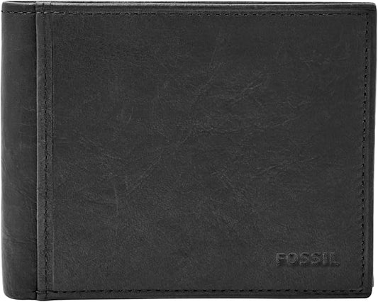 Fossil Men's Ingram Leather RFID-Blocking Bifold with Flip ID Wallet, Black, (Model: ML3784001)