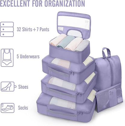 Veken 8 Set Packing Cubes for Travel Essentials, Suitcase Organizer Bags in 4 Sizes, Carry-On Luggage Accessories with Large Laundry & Hanging Toiletry Bag, Must-Have for Airplane, Road Trip & Camping