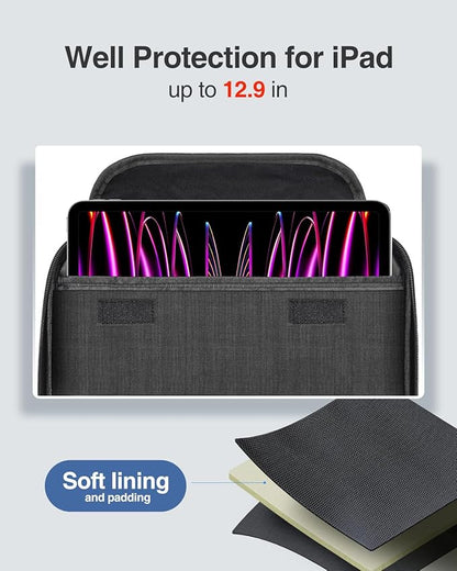 Luxtude Electronic Organizer Travel Case Large, Double Layer Tech Carrying Case, Cord Organizers Travel, Cable Organizers Bag, Large Charger Bag, Home Electronics Case Fits for iPad (Up to 12.9 in)