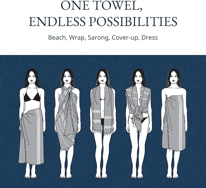 LANE LINEN Beach Towels 4 Pack Oversized - Turkish Towel Set, Pre-Washed Oversized Beach Towel, Quick Dry Beach Towels for Travel, Large Pool Towels, 39"x71" - Day Break