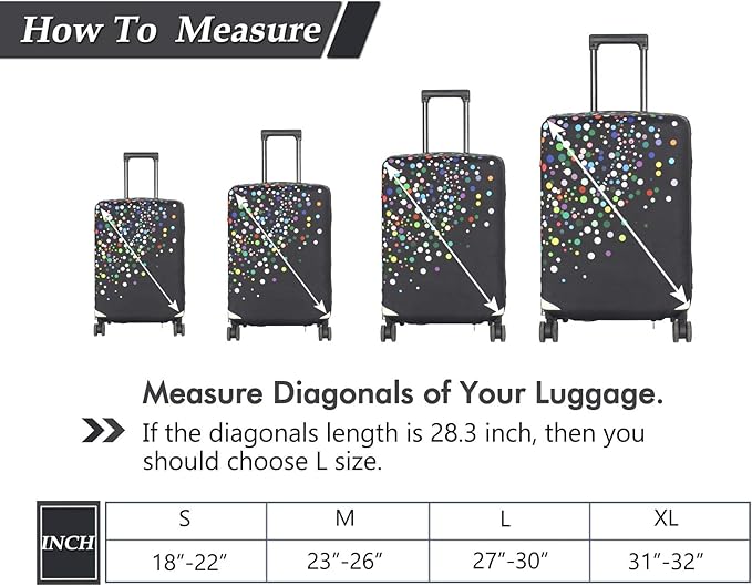 HYPER VENTURE Washable Luggage Cover - Fashion Suitcase Protector Fits 31-32 Inch Luggage (Color Dots, XL)