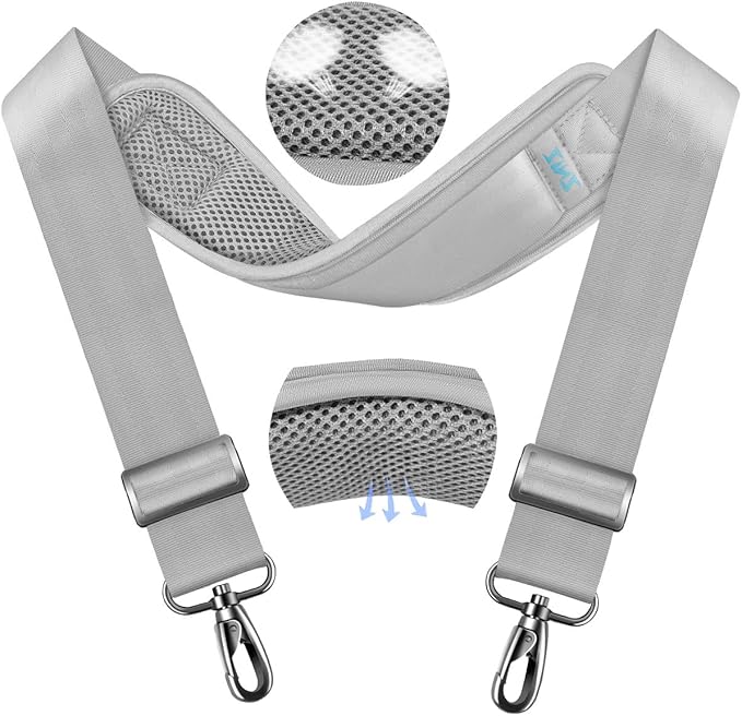 ZINMARK Shoulder Strap 59 inch, Extra-Thick Fixed Cushion Pad and Dual Clasps Universal Replacement Strap for Bags, Camera, Crossbody，Lawn mower -Gray