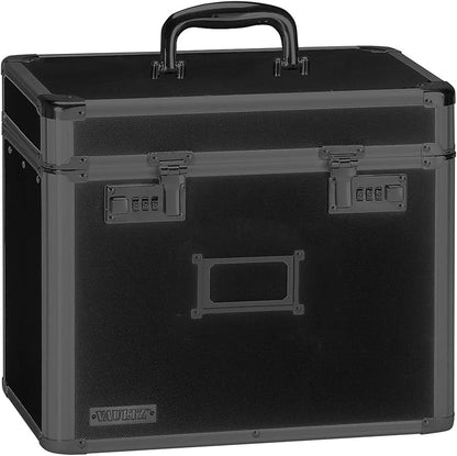 Vaultz File Organizer Storage Box - 14 x 7 x 12.19 Inch Letter Size, Portable Locking Storage Totes with Dual Combination Locks for Filing Office Documents - Super Tactical
