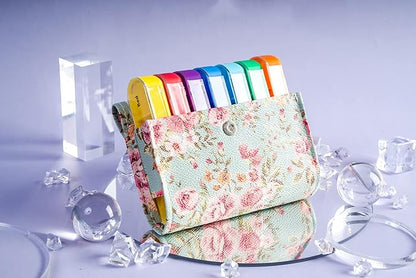 Pill Organizer,LIZIMANDU Weekly Travel Pill Case Box Medication Reminder Daily AM PM, Day Night 7 Compartments,for 4 Times A Day, 7 Days a Week-Includes Leather PU Carrying Case (Blue Rose)