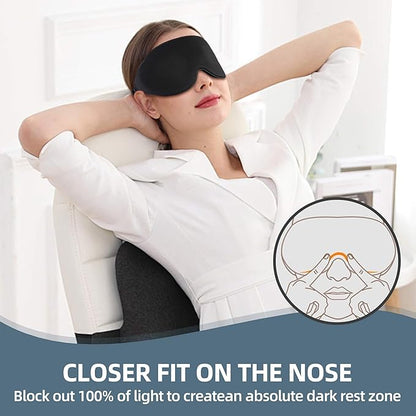 3 Pack 3D Contoured Sleep Eye Mask - with 3 Pack Ear Plugs – Soft Breathable Blackout Sleeping EyeMask for Men Women Adults – Lightweight Zero Pressure Eye Cover for Travel Naps Night Shift Meditation