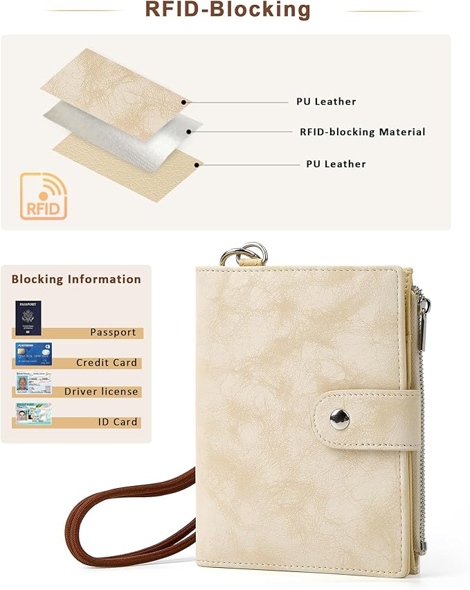 Passport Wallet for Travel, Luxury Vegan Leather RFID Blocking Passport Holder & luggage tag for Women Men, Wristlet Wallet with Zipper Pocket, Couple Travel Essentials