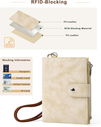 Passport Wallet for Travel, Luxury Vegan Leather RFID Blocking Passport Holder & luggage tag for Women Men, Wristlet Wallet with Zipper Pocket, Couple Travel Essentials